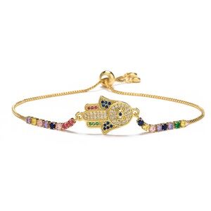 3 FOR $15 Hamsa Hand Bracelet with Multicolor Stones